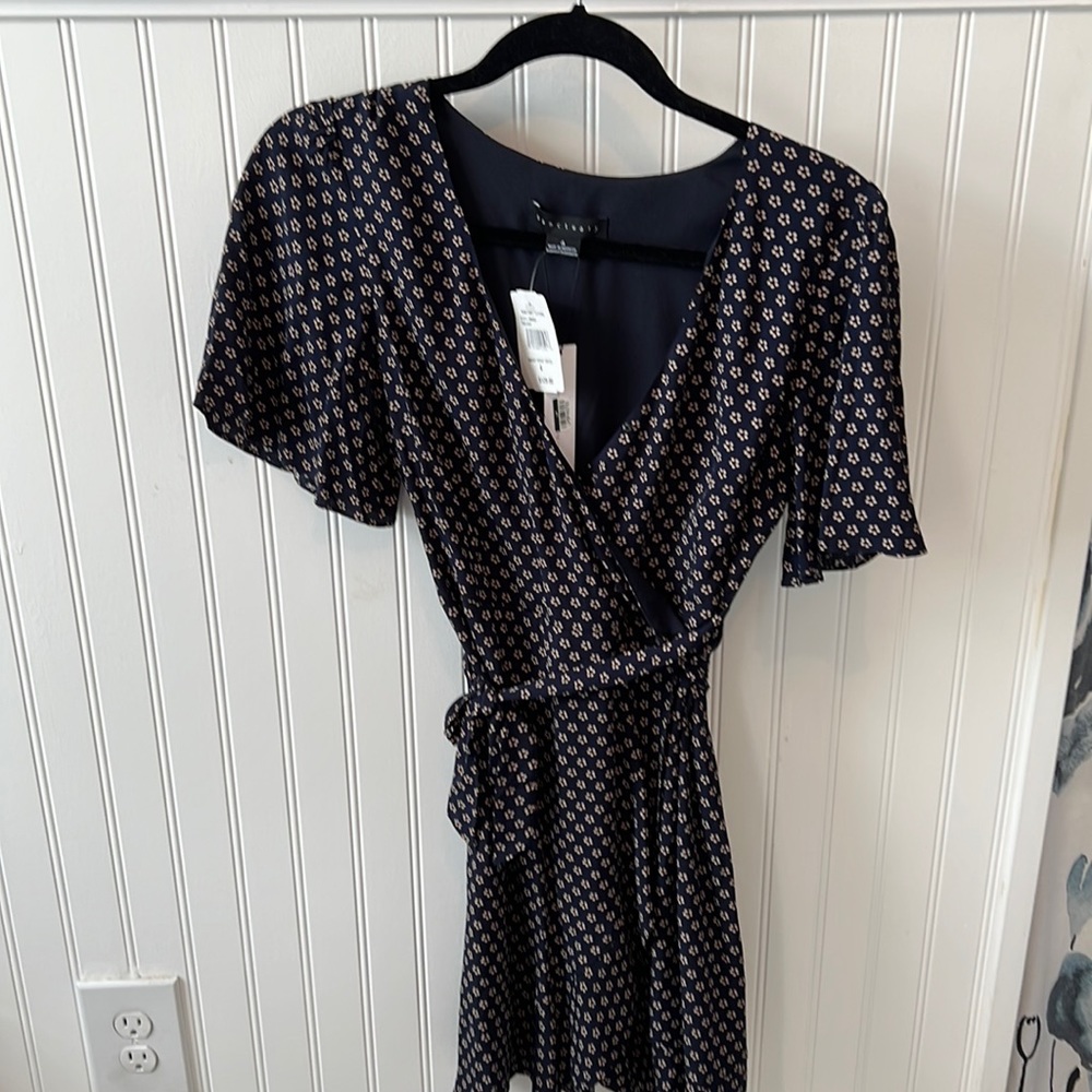 New with tags navy and tan Wrap Dress